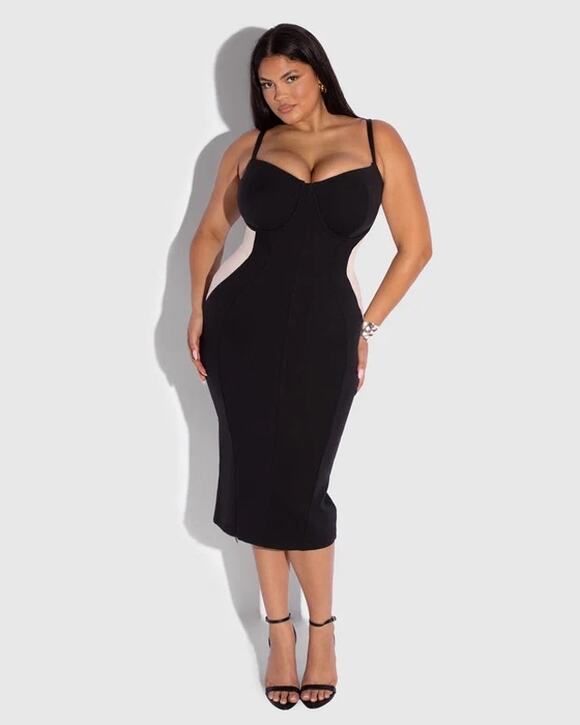 Dresses & Skirts - NWT TA3 Seamed Lushy Pencil Midi Shapewear Dress 2X Large Cup Black Oat